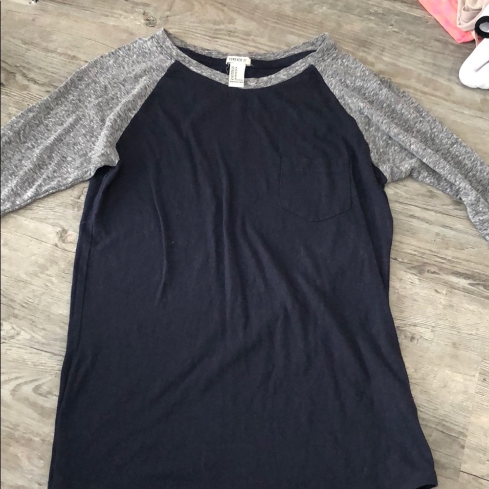 Navy and grey quarter sleeve shirt